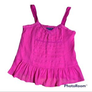 American Eagle Outfitters gauzy peasant tank with lace and adjustable straps